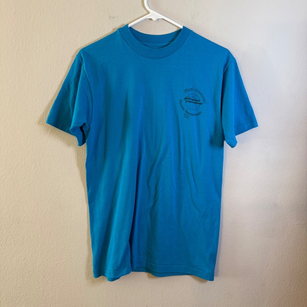 Vintage 1991 Hanes Fifty-Fifty Single Stitch‎ Hawaiian Picnic T-Shirt Blue M USA
